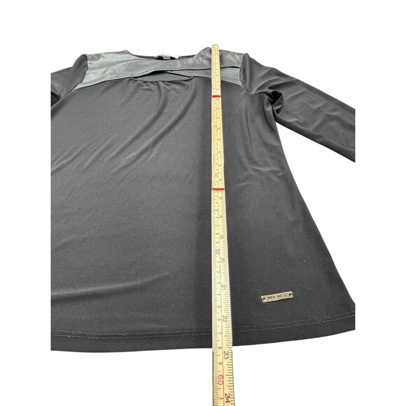 Nine West Black Long Sleeve Top With Faux Leather Detail - Picture 8 of 14